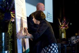 Minister Tineke Huizinga is signing the DA Declaration on September 30, 2010